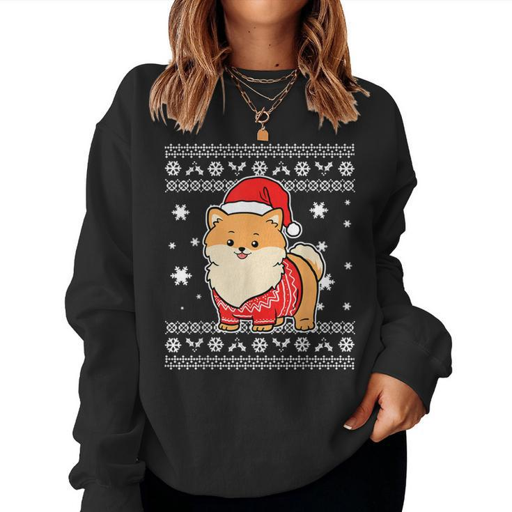 Pomeranian Ugly Christmas Sweater Women Sweatshirt