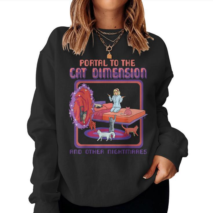 Portal To The Cat Dimension Funny Cat Kitten Lover Men Women  Women Crewneck Graphic Sweatshirt