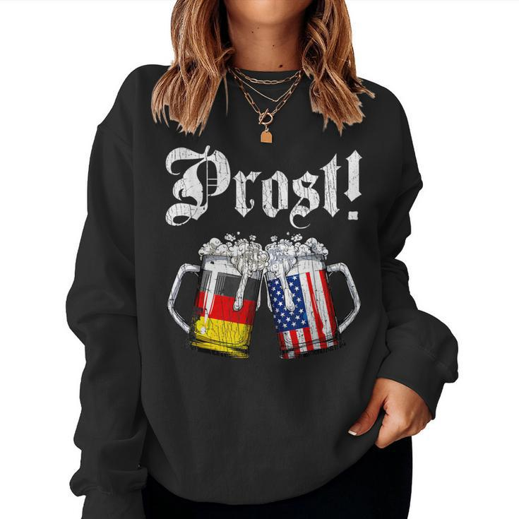 Prost Beer German American Flag Oktoberfest Women Sweatshirt