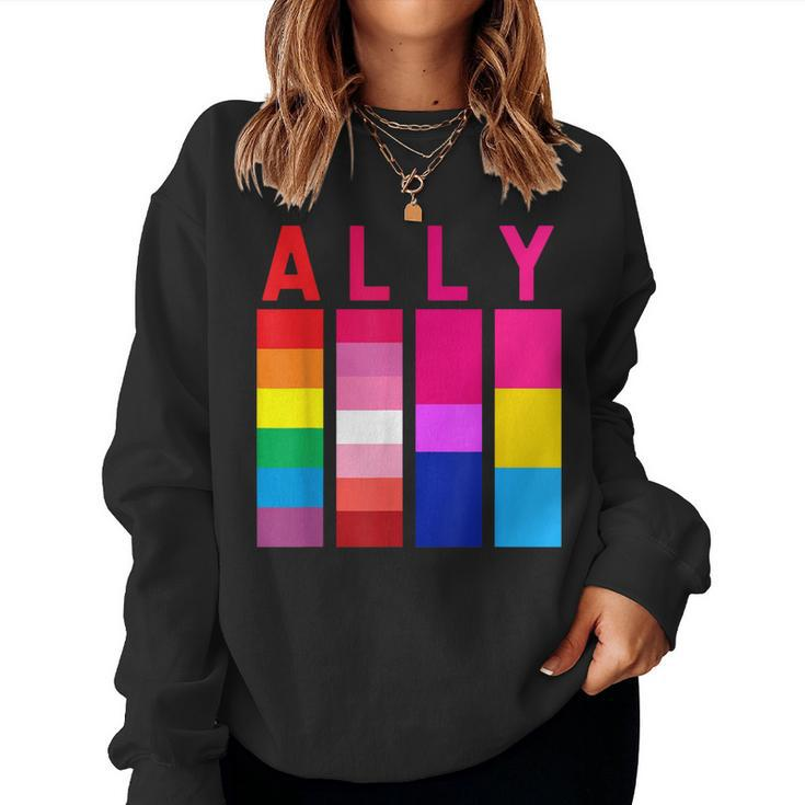 Proud Ally Pride Rainbow Lgbt Ally Women Crewneck Graphic Sweatshirt