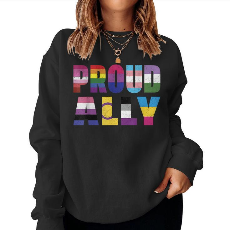 Proud Ally Rainbow Pride Month Lgbtq Gay Lesbian Trans Women Sweatshirt