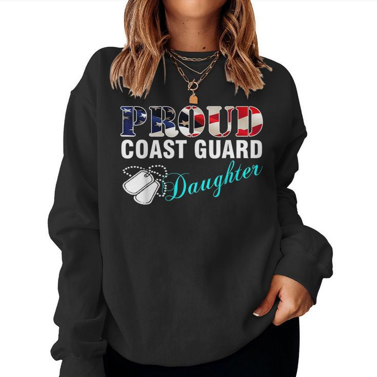 Proud Coast Guard Daughter With American Flag  For Daughter Women Sweatshirt