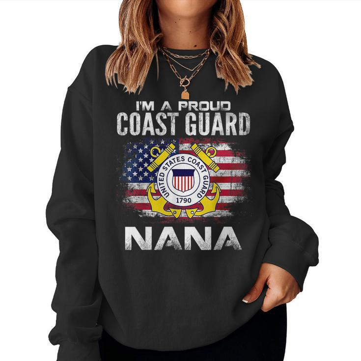 Im A Proud Coast Guard Nana With American Flag Women Sweatshirt
