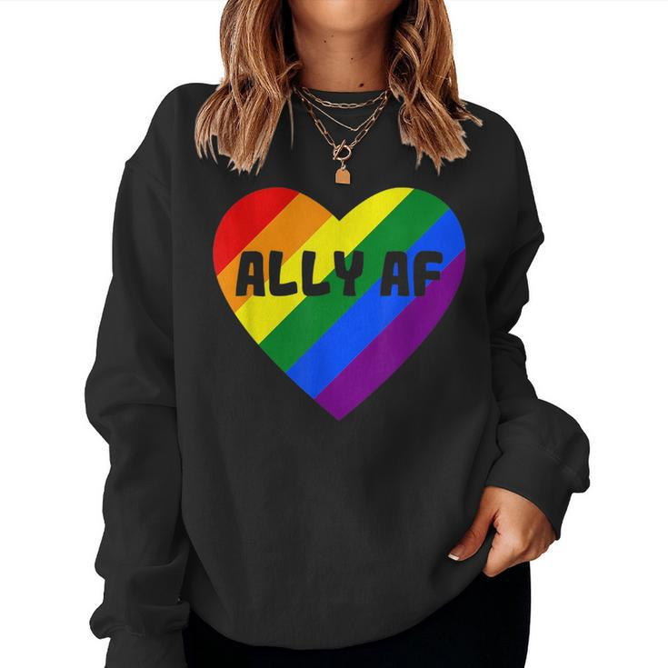 Proud Straight Ally Af Rainbow Heart Gay Pride Lgbtq Allies Women Sweatshirt