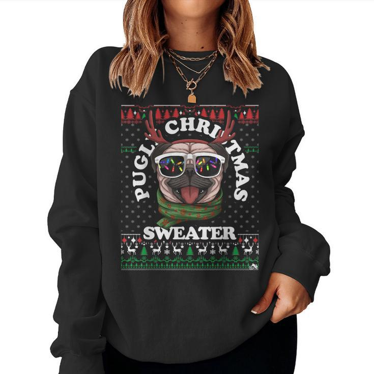 Pugly Christmas Sweater Ugly Pug Women Sweatshirt