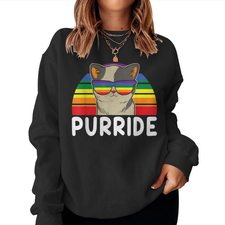 Purride Cat Mommy Cat Mom Colorful Cat With Sunglass Women Sweatshirt