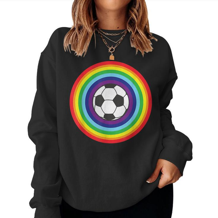 Rainbow Circle Football For Soccer Lover Best Sports Pride Women Sweatshirt