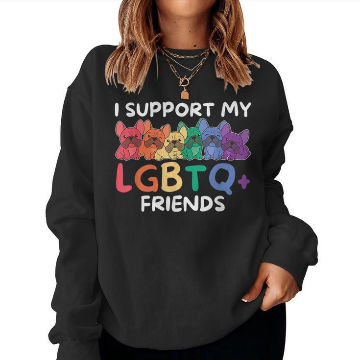 Rainbow Flag Gay Pride Lgbtq French Bulldog Women Sweatshirt