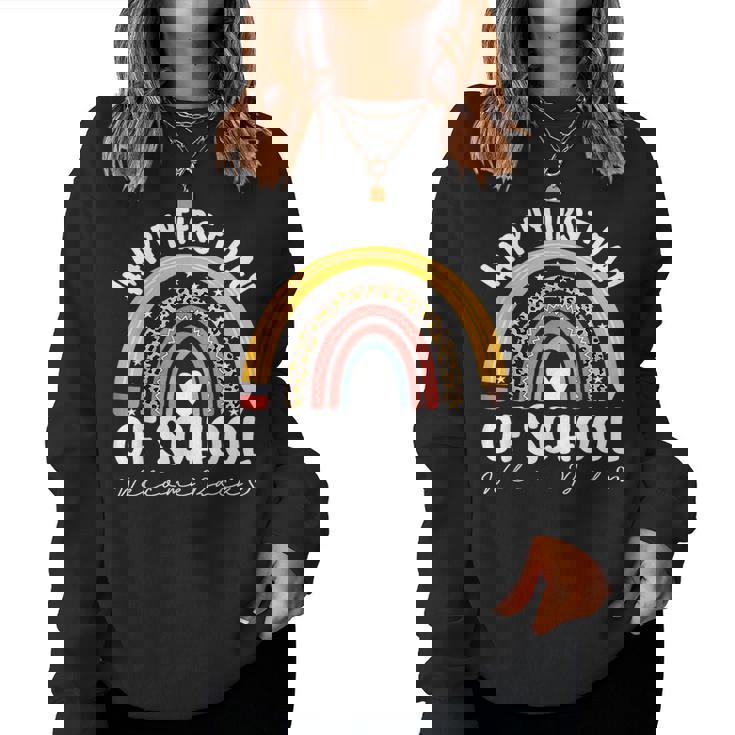 Rainbow Happy First Day Of Preschool Welcome Back To School Women Sweatshirt