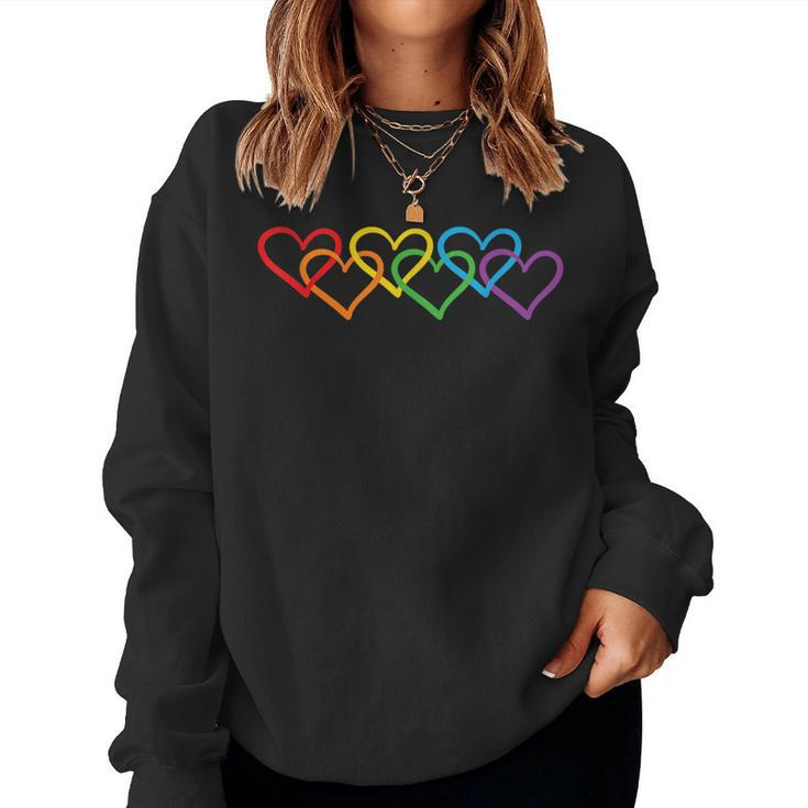 Rainbow Pride Heart Lgbtqia Men Women Love Women Sweatshirt