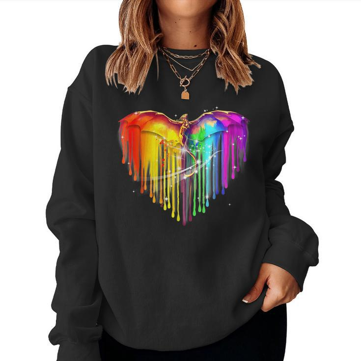 Rainbows Dragons Heart For Lgbt Gay Lesian Pride Women Sweatshirt