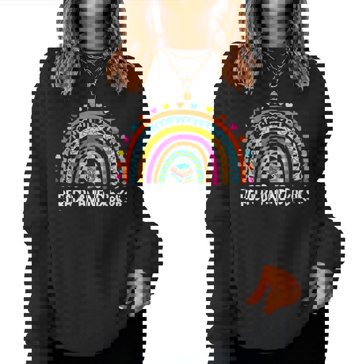 I Read Banned Books Vintage Rainbow Reading Book Lover Reading s Women Sweatshirt