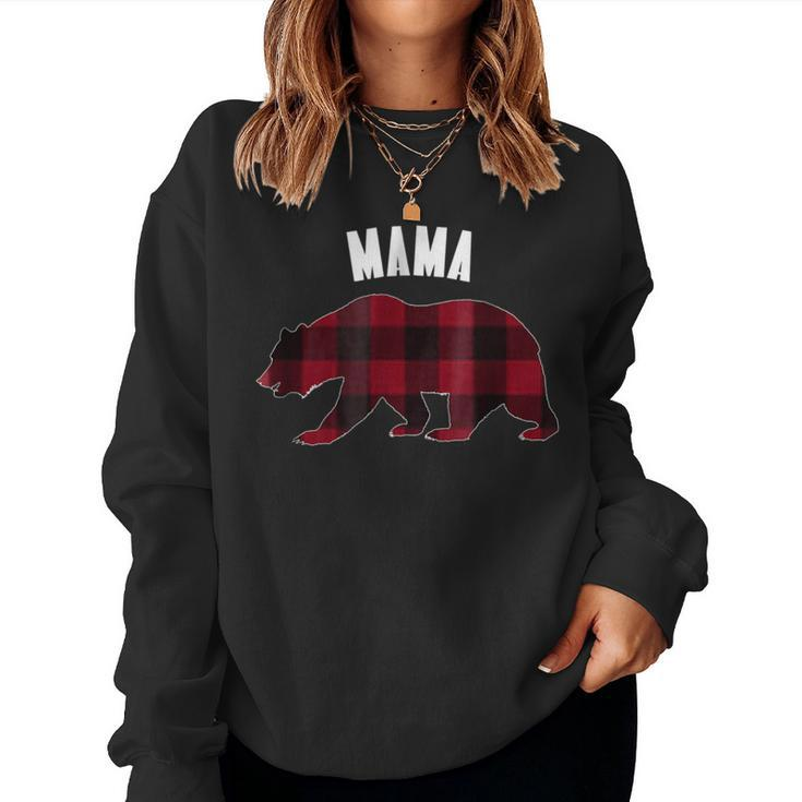 Red Plaid Mama Bear Matching Buffalo Family Pajama For Mama Women Sweatshirt