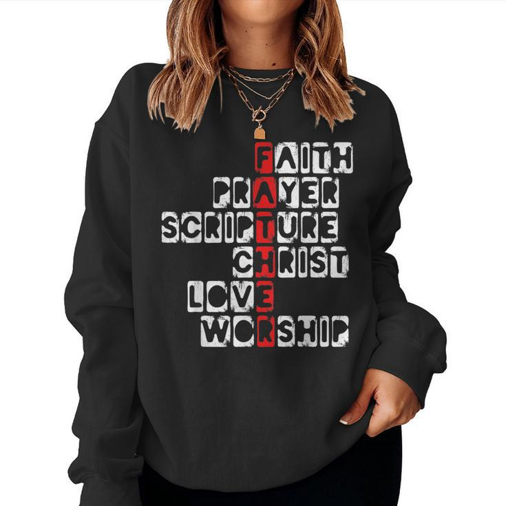 Religious Dad Christian Believer Fatherhood Fathers Day  Women Crewneck Graphic Sweatshirt