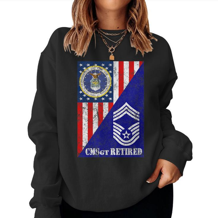 Retired Air Force Chief Master Sergeant Half Rank & Flag Women Sweatshirt