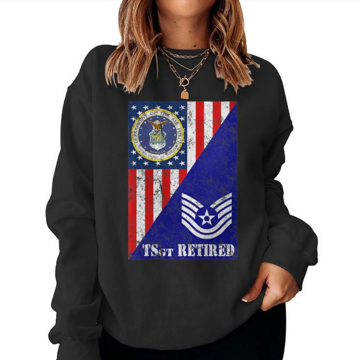 Retired Air Force Technical Sergeant Half Rank & Flag Women Sweatshirt