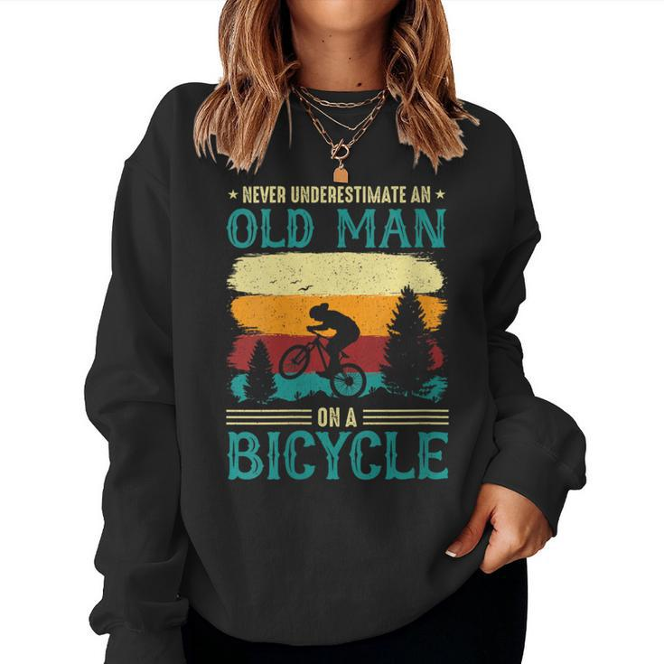 Retired Biker Never Underestimate An Old Man On A Bicycle Women Sweatshirt