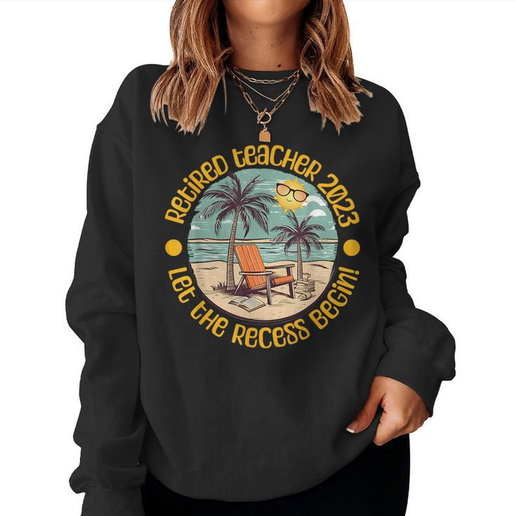 Retired Teacher 2023 Teacher Retirement Party Beach Summer  Women Crewneck Graphic Sweatshirt