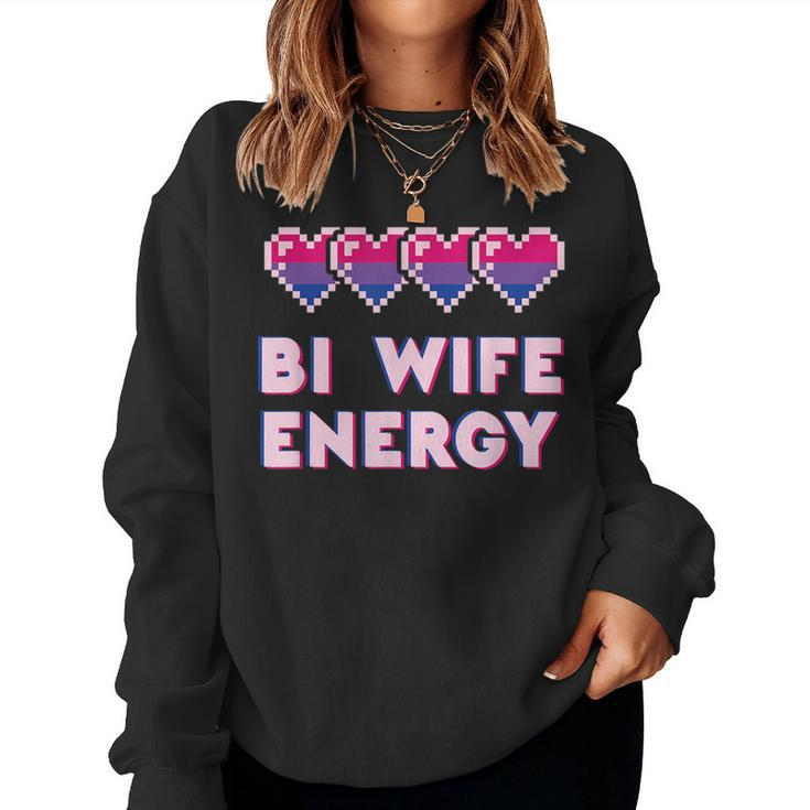 Retro Bi Wife Energy Lgbt Pride Bisexual Flag Gay Marriage Women Sweatshirt