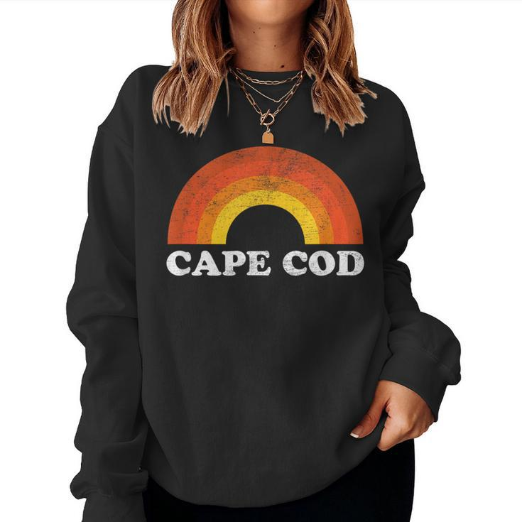 Retro Cape Cod Massachusetts Rainbow Vintage Throwback Girls Women Sweatshirt