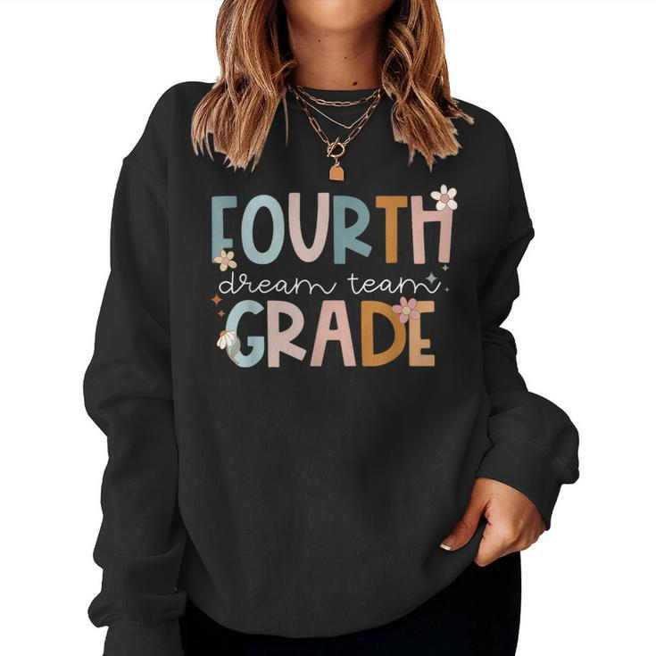 Retro Fourth Grade Dream Team Groovy Teacher Back To School Women Sweatshirt