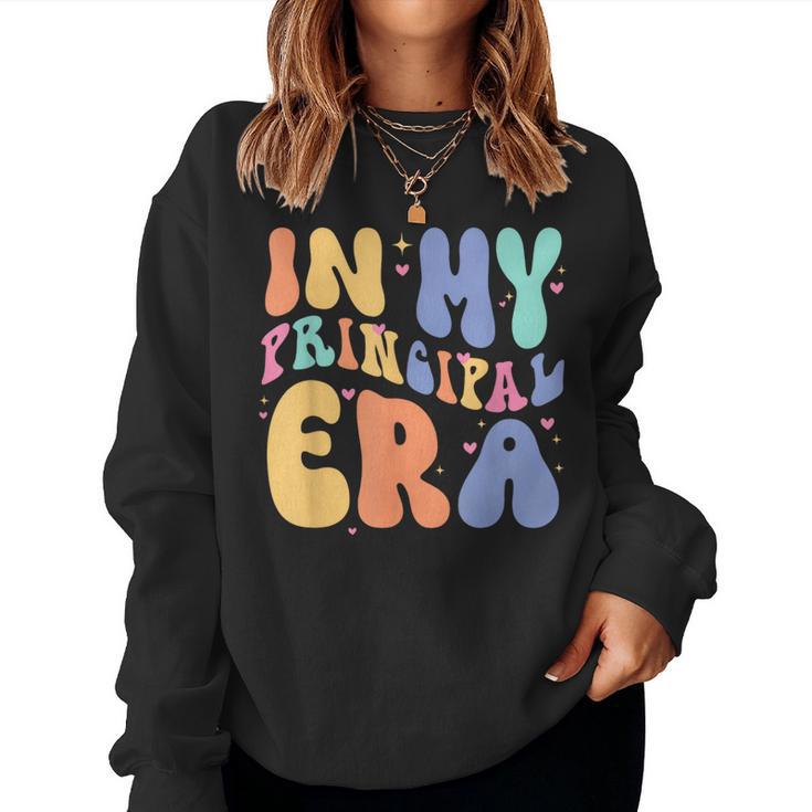 Retro Groovy In My Principal Era Back To School Teacher Women Sweatshirt