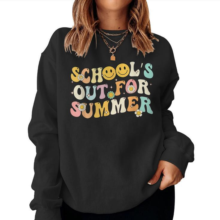 Retro Groovy Schools Out For Summer Graduation Teacher Kids Women Sweatshirt