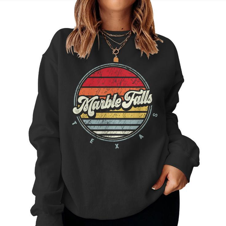 Retro Marble Falls Home State Cool 70S Style Sunset Women Sweatshirt