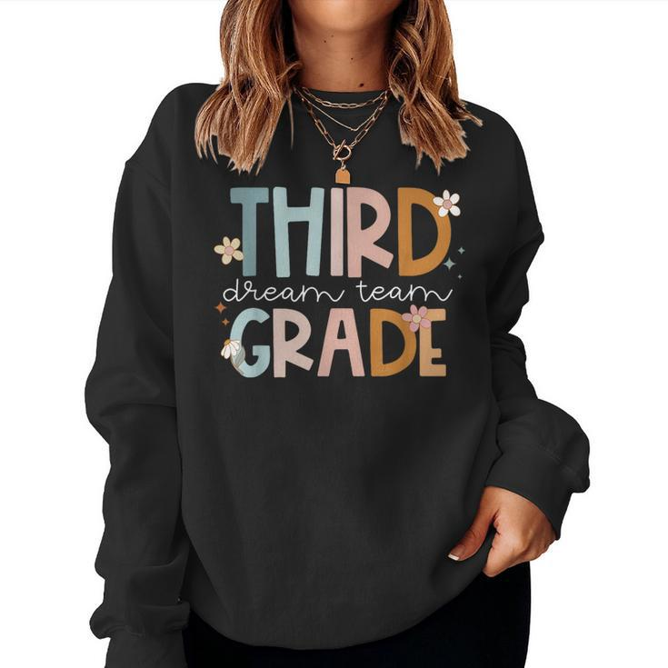 Retro Third Grade Dream Team Groovy Teacher Back To School Women Sweatshirt