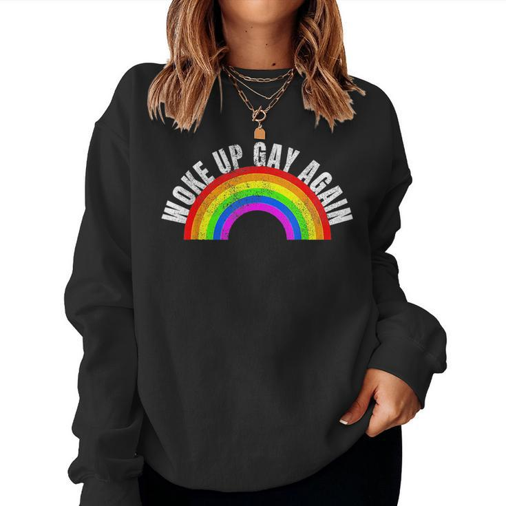 Retro Woke Up Gay Again Rainbow Lgbt Gay Lesbian Trans Pride Sweatshirt