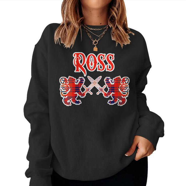 Ross Scottish Clan Kilt Lion Family Name Tartan For Lion Lovers Women Sweatshirt