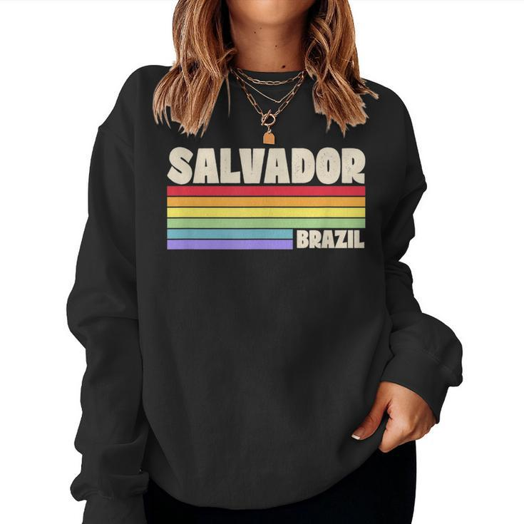Salvador Brazil Rainbow Gay Pride Merch Retro 70S 80S Queer Women Sweatshirt