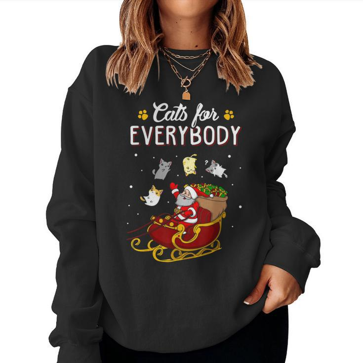 Santa Cats For Everybody Ugly Christmas Sweater Cat Lover Women Sweatshirt
