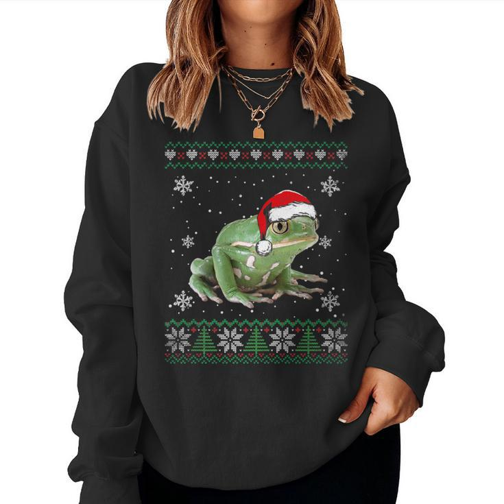 Santa Frog Ugly Sweater Animals Christmas Pajama Women Sweatshirt