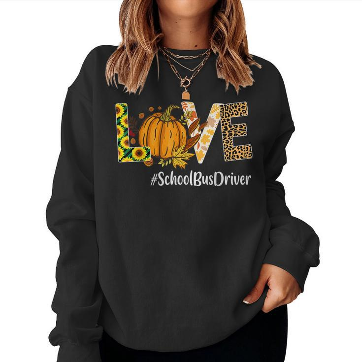 School Bus Driver Love Fall Pumpkin Leopard Halloween Autumn Halloween Women Sweatshirt