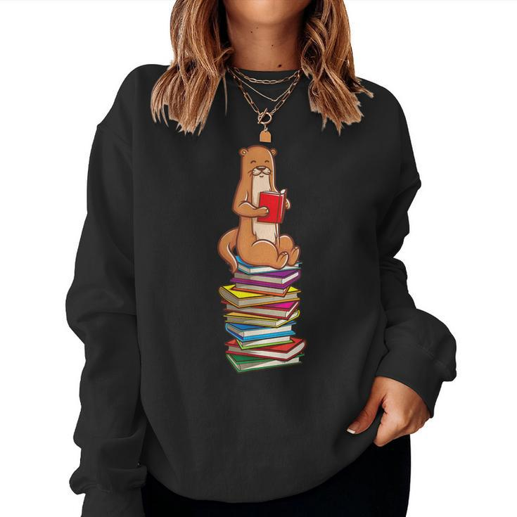 Sea Otter Book Reading For Bookworm Teachers Women Sweatshirt