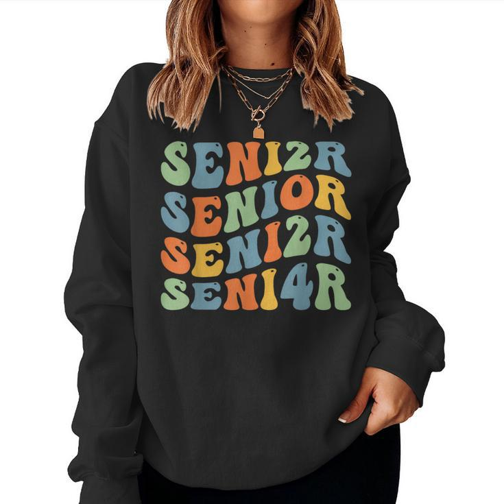 Senior 2024 Class Of 2024 Back To School 2024 Retro Groovy Women Sweatshirt