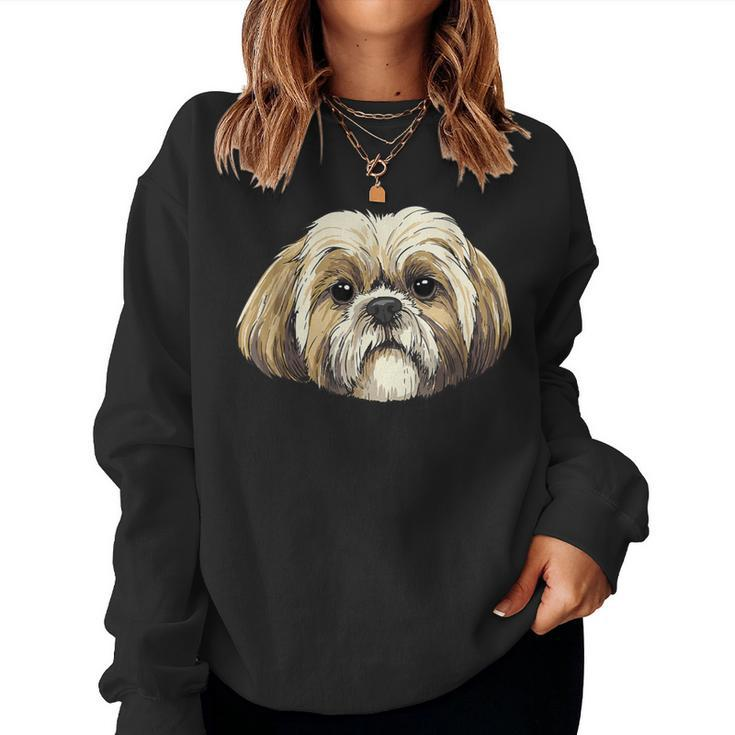 Shih Tzu Pet Dog Face Shih Tzu Lover Shih Tzu Mom Dad Women Sweatshirt