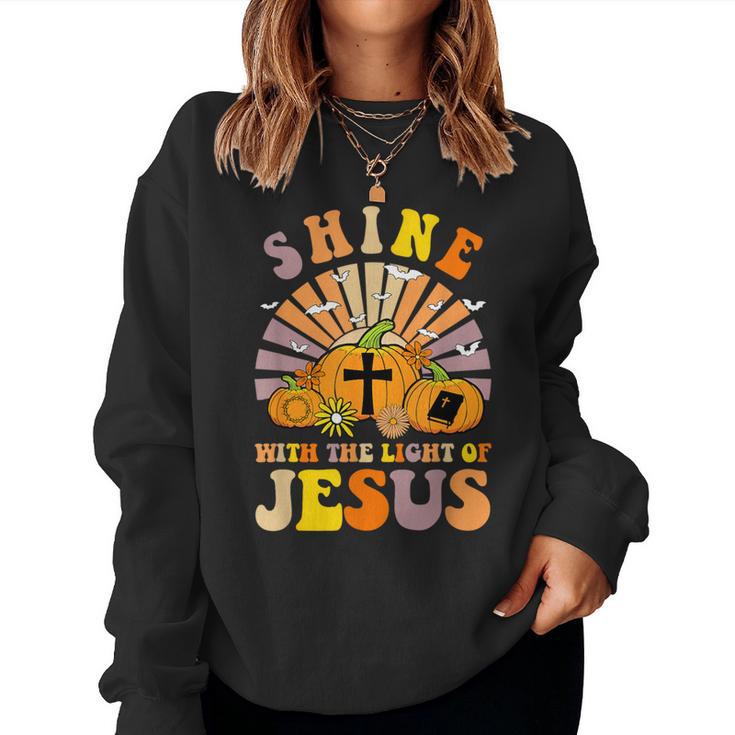 Shine With The Light Of Jesus Christian Lover Halloween Fall Women Sweatshirt