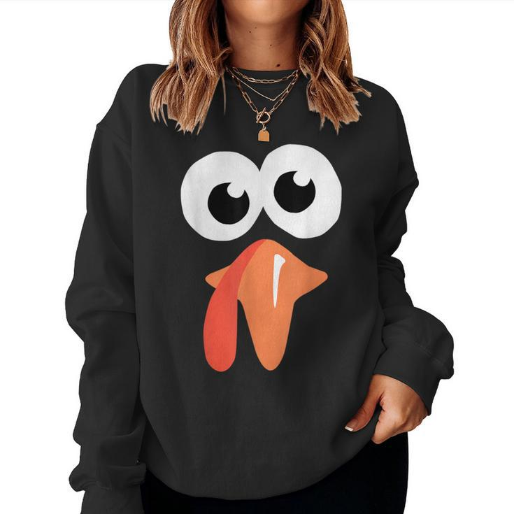 Silly Turkey Face  Thanksgiving Fall Joke Humor Women Sweatshirt