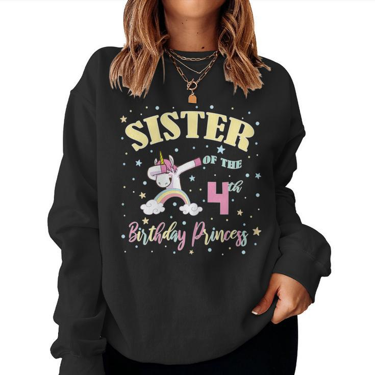 Sister Of The 4Th Birthday Princess 4 Years Old Unicorn Sis Women Sweatshirt