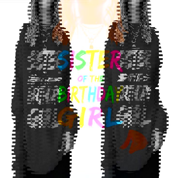 Sister Of The Birthday Girl Glows Retro 80S Party   Women Crewneck Graphic Sweatshirt