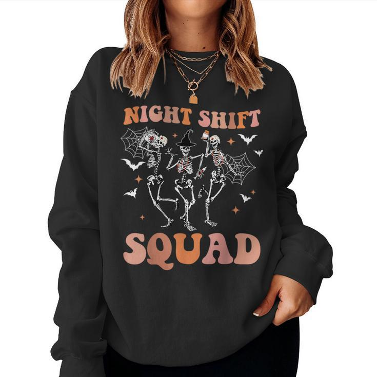 Skeleton Dancing Nurse Night Squad Shift Halloween Women Sweatshirt