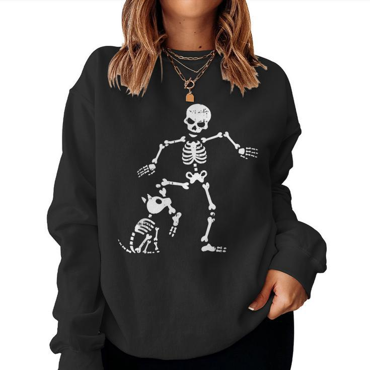 Skeleton And Dog Halloween Costume Skull Women Sweatshirt