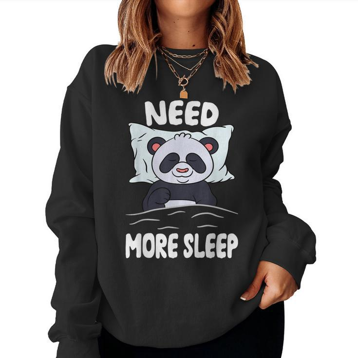 Sleeping Panda Bear Im So Tired Need More Sleep  Women Crewneck Graphic Sweatshirt