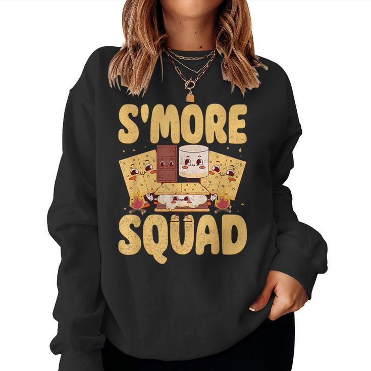 Smore Squad Groovy S'more Chocolate Marshmallow Camping Team Women Sweatshirt