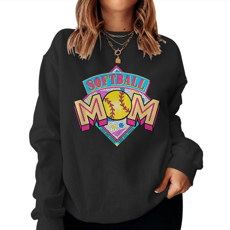 Softball Mom Retro 80S 90S Softball Mama For Mom Women Sweatshirt