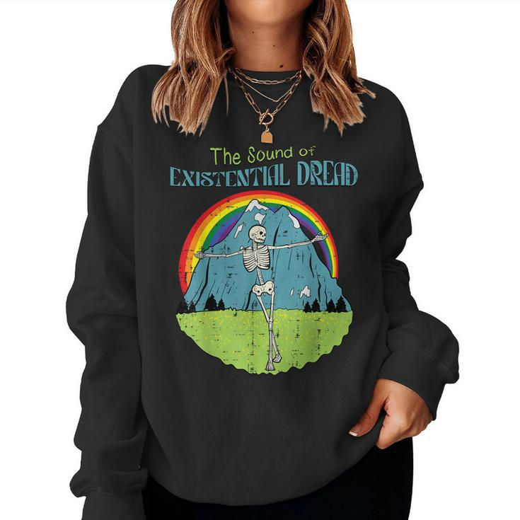 The Sound Of Existential Dread Skeleton Fun Retro Women Sweatshirt