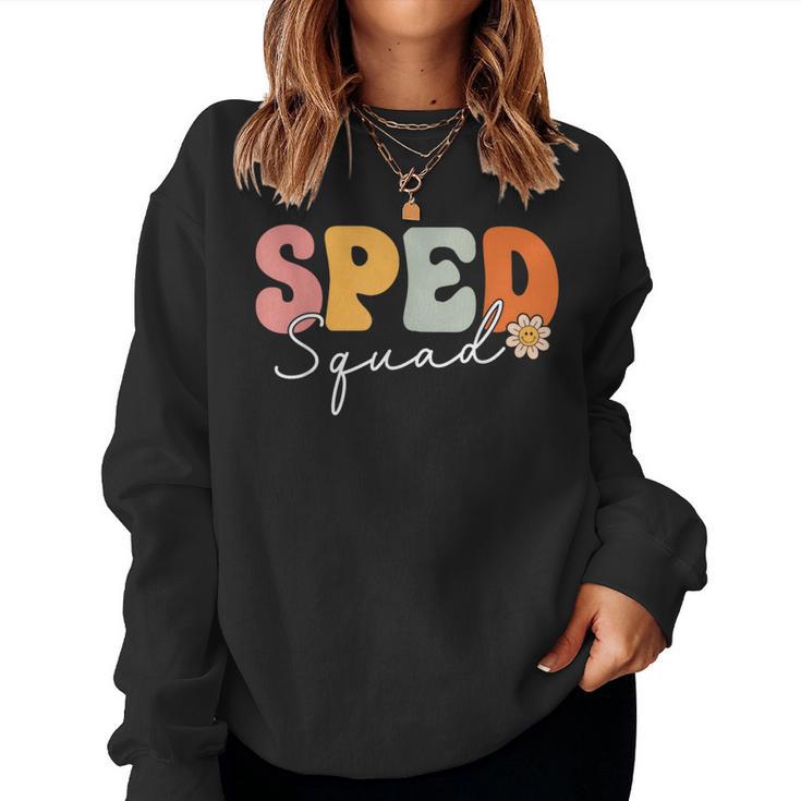 Sped Squad Team Retro Groovy Vintage First Day Of School Women Sweatshirt