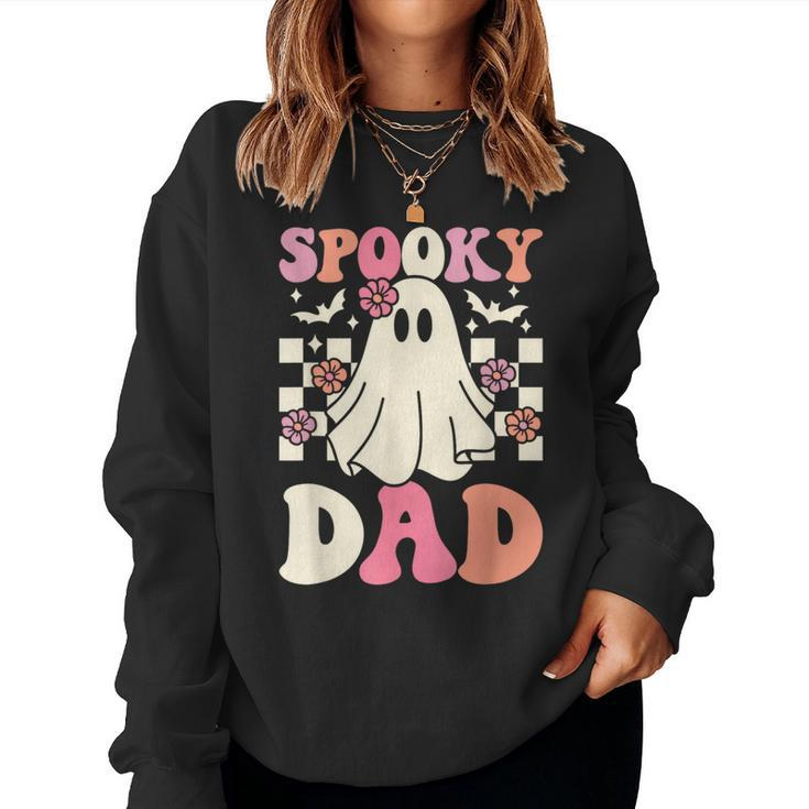 Spooky Dad Halloween Ghost Costume Retro Groovy Women Sweatshirt